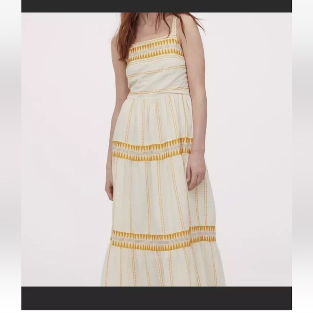 h&m yellow and cream geometric maxi dress size XXsmall